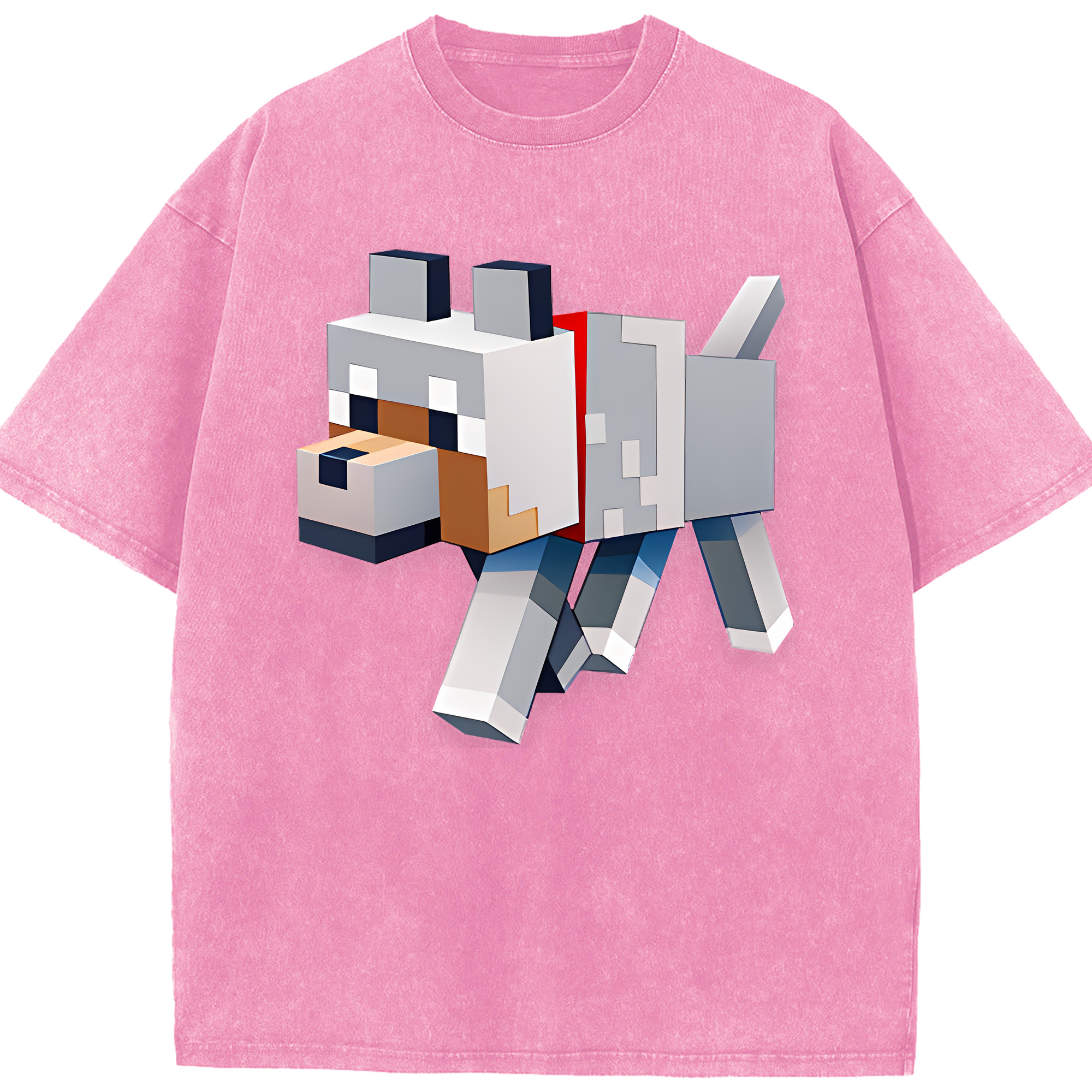（画像用） マインクラフト ブロックの世界 Minecraft MC Block world 綿100% ヴィンテージ風 半袖Tシャツ（フロントプリント）